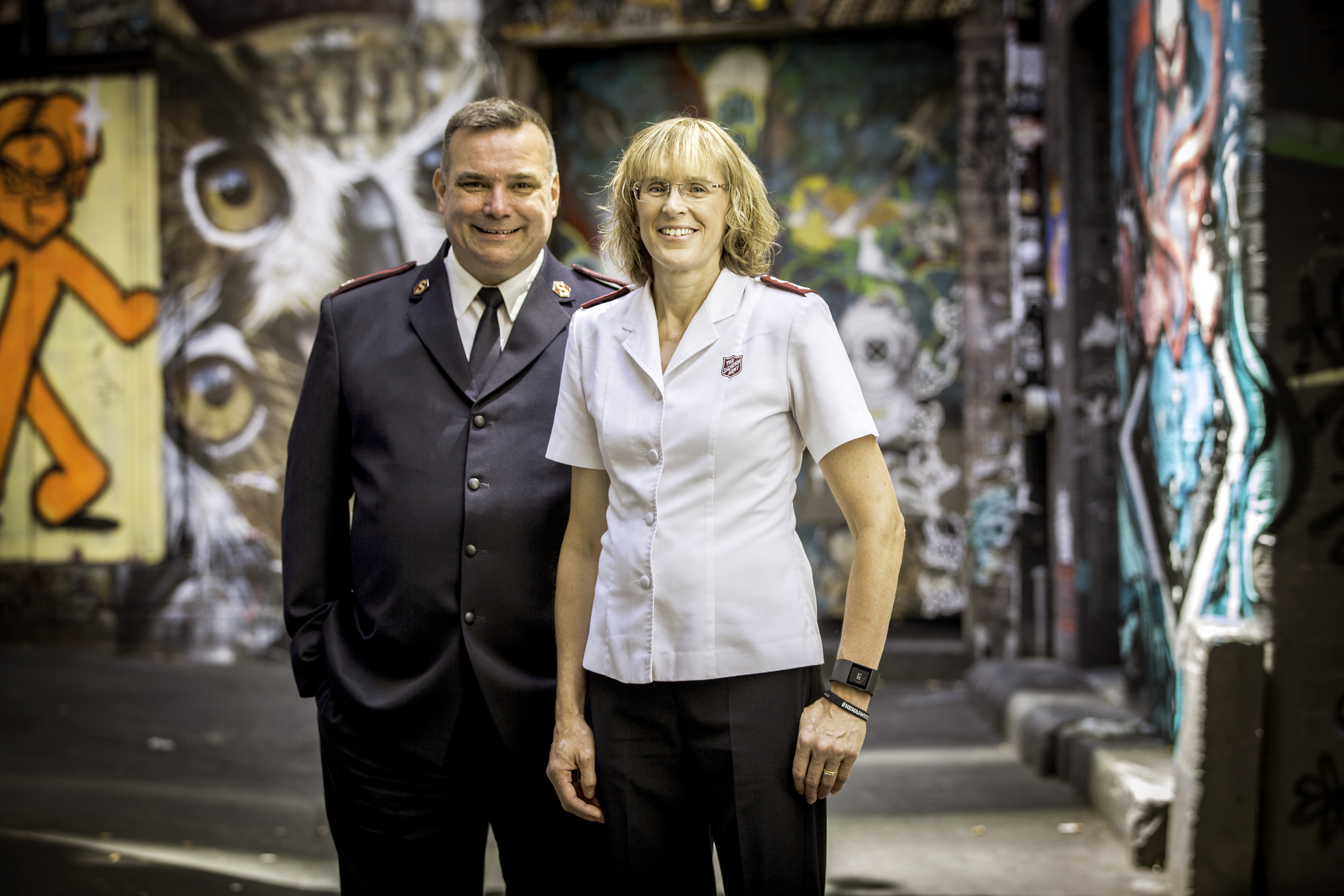 Major Brendan Nottle and his wife Sandra posing outside Melbourne 614