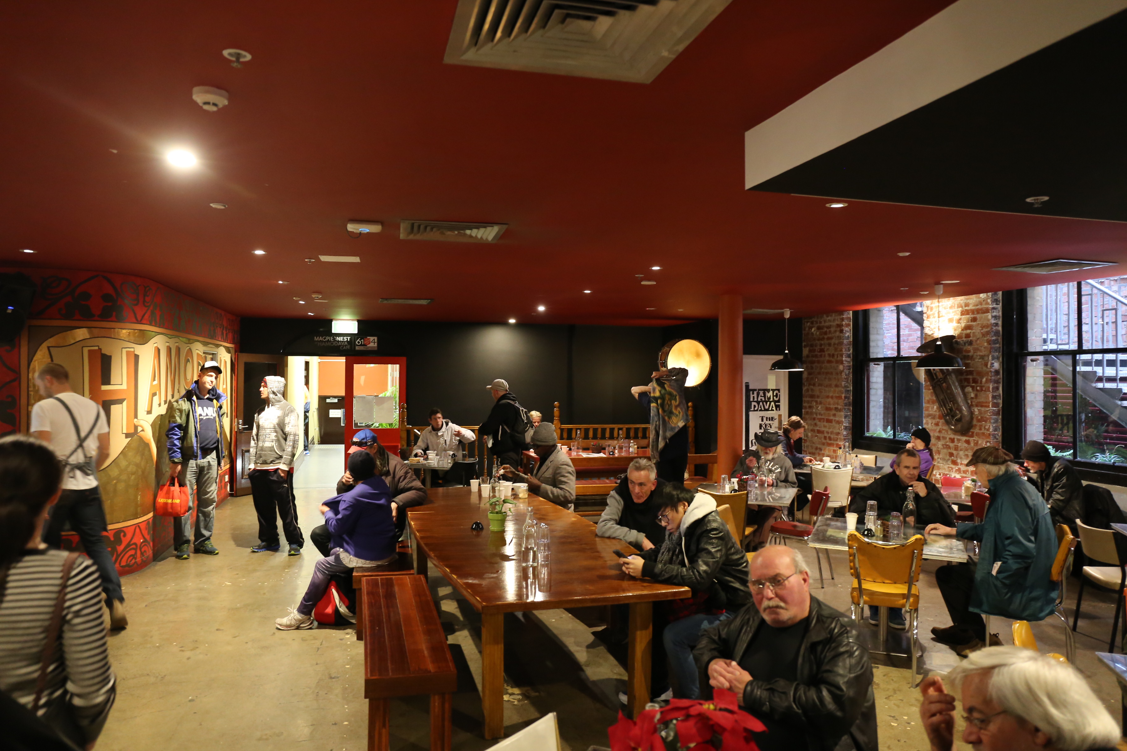 People sitting in the main cafe area