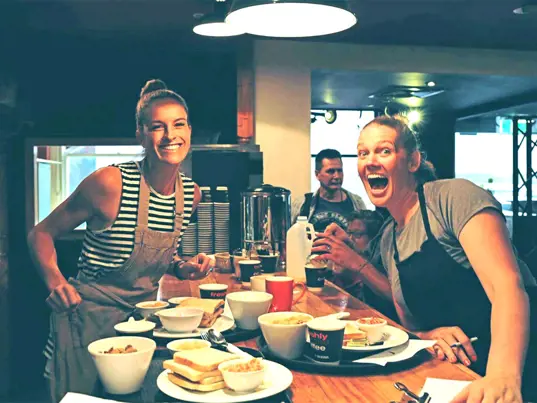 Happy volunteers at Magpie Nest Cafe