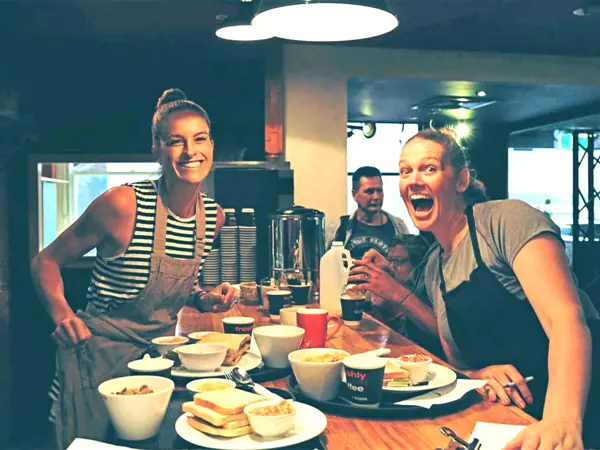 Happy volunteers at Magpie Nest Cafe