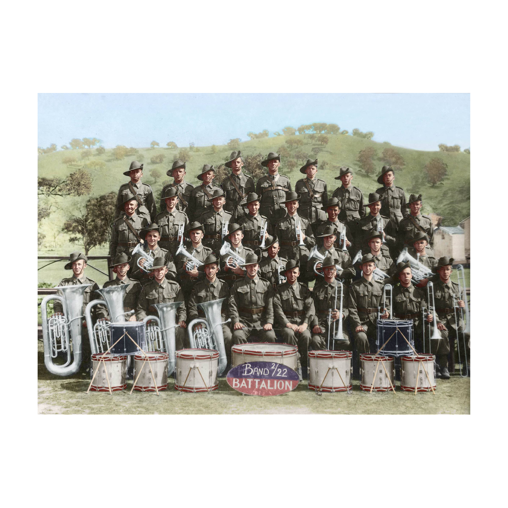 The 2/22 Battalion Band, who were taken as prisoners of war during World War Two and lost their lives in the Montevideo Maru sinking.