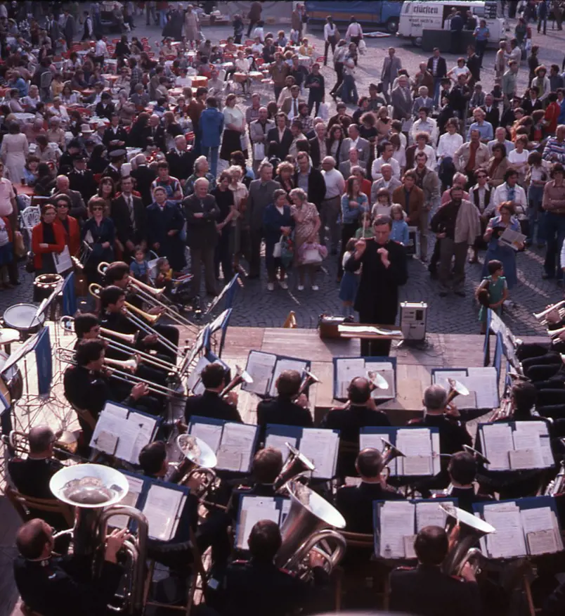 The Melbourne Staff Band during its landmark 1978 UK tour.