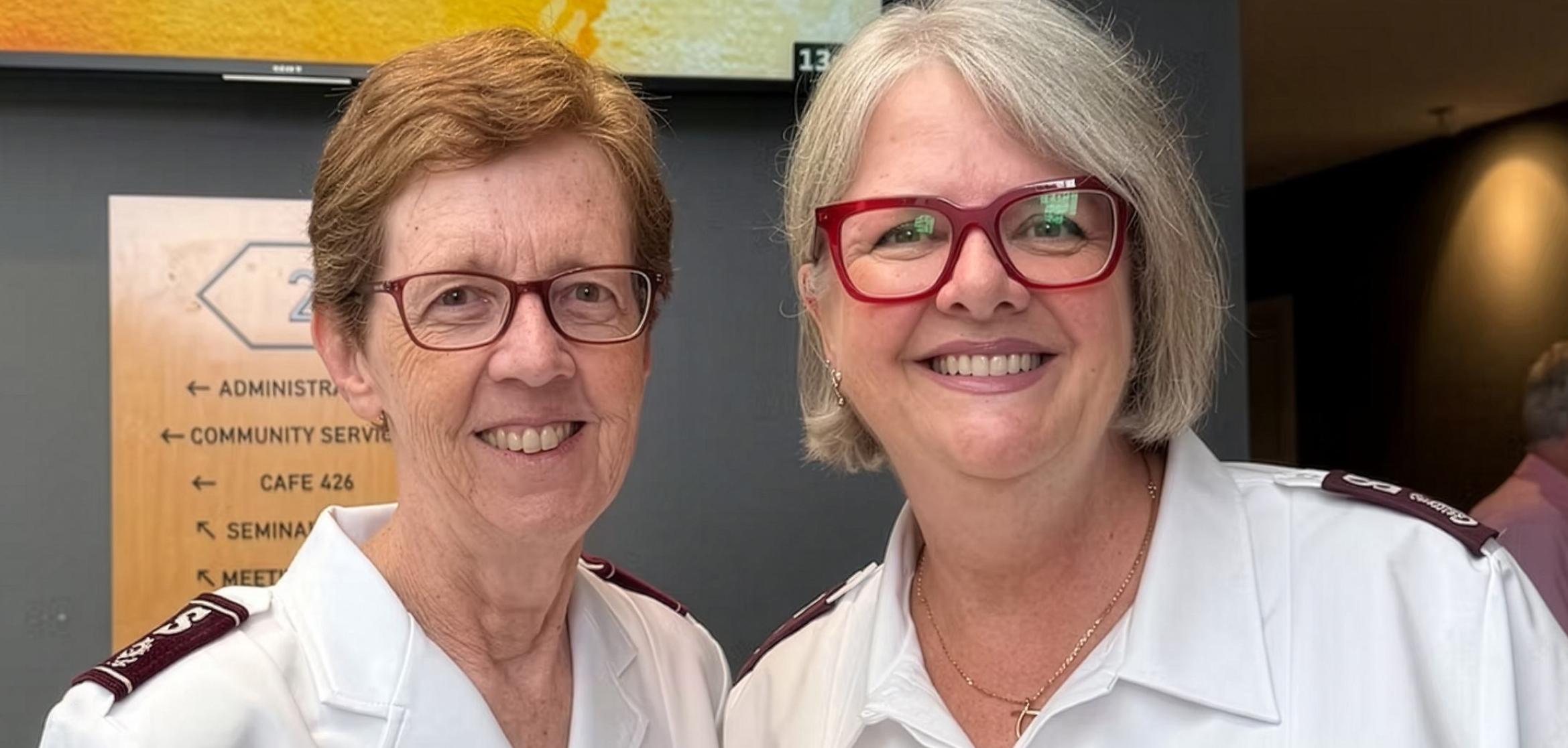 Major Robyn Black (right) with Commissioner Miriam Gluyas (left).
