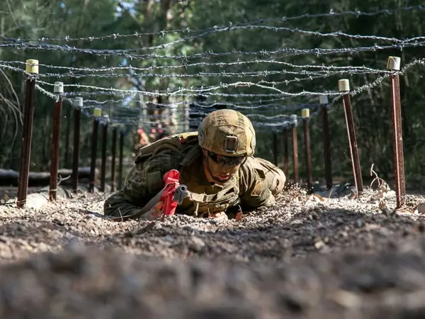 Soldier on the ground while on special forces training.
