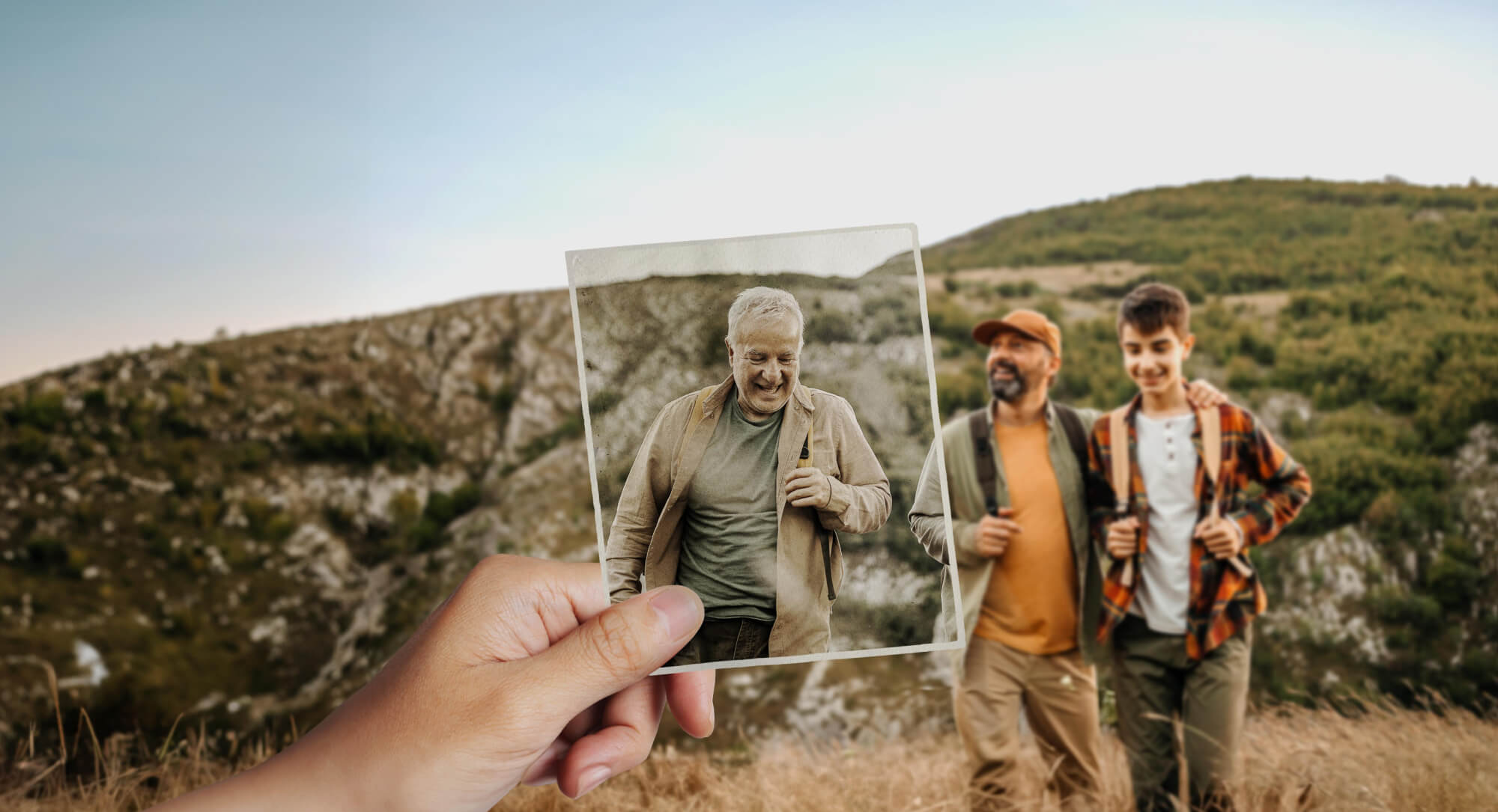 3 generations hiking